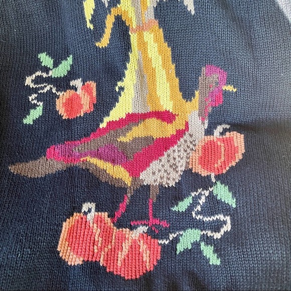 Design Options Thanksgiving Cardigan Black Turkey October Fall Colors Size Large - Picture 13 of 13